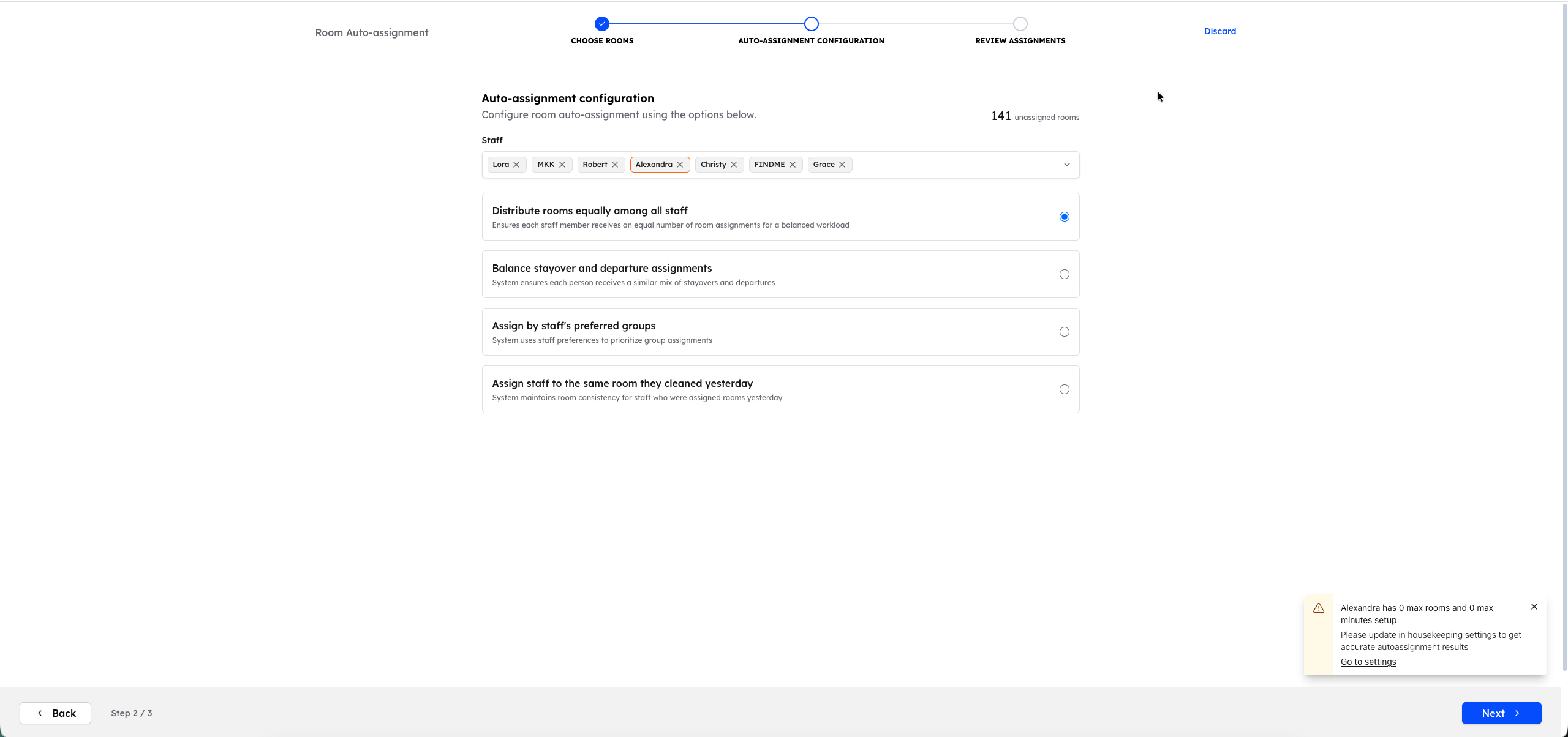 Staff Configuration Warning