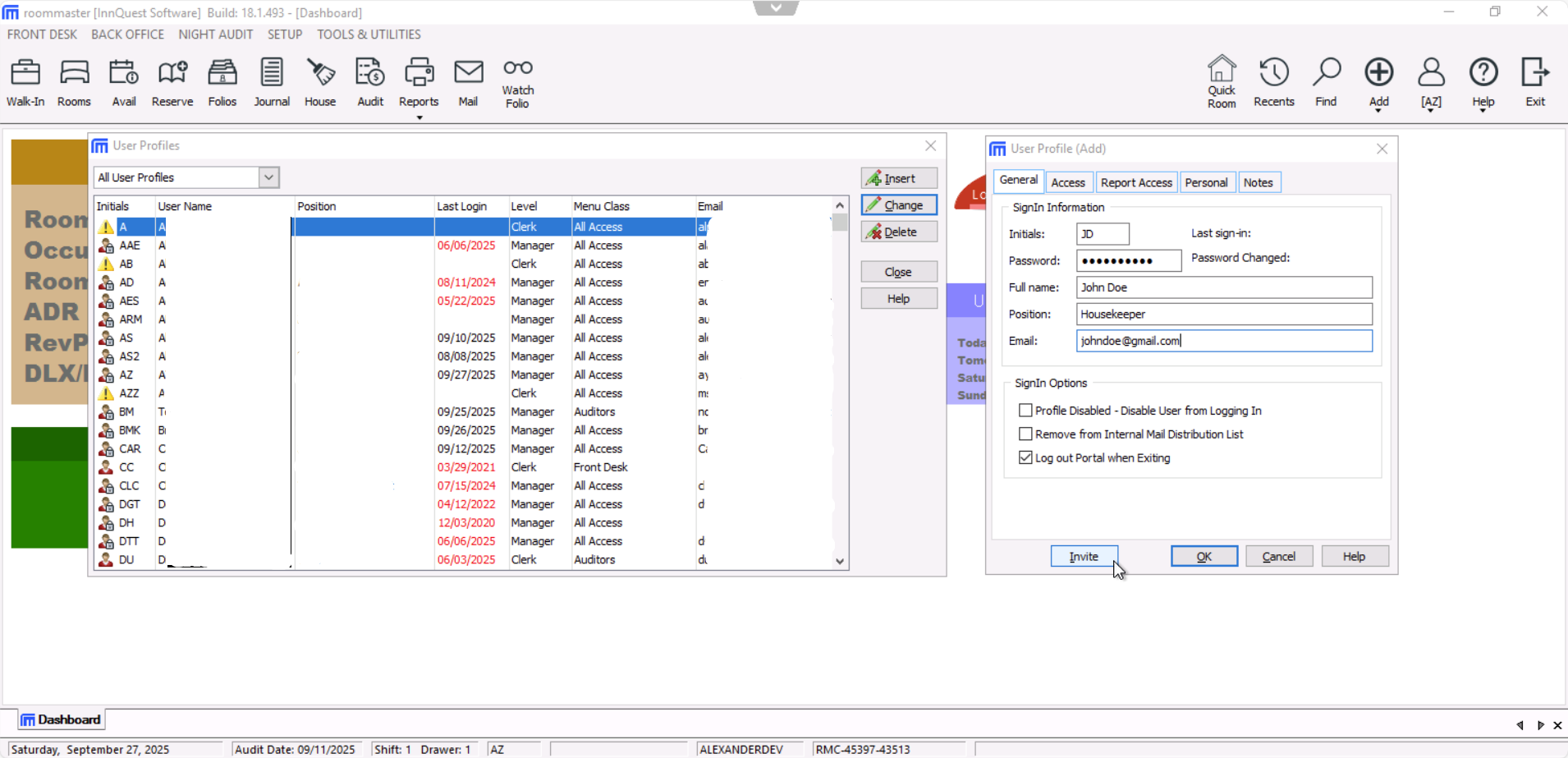 Create and Invite User on RMC