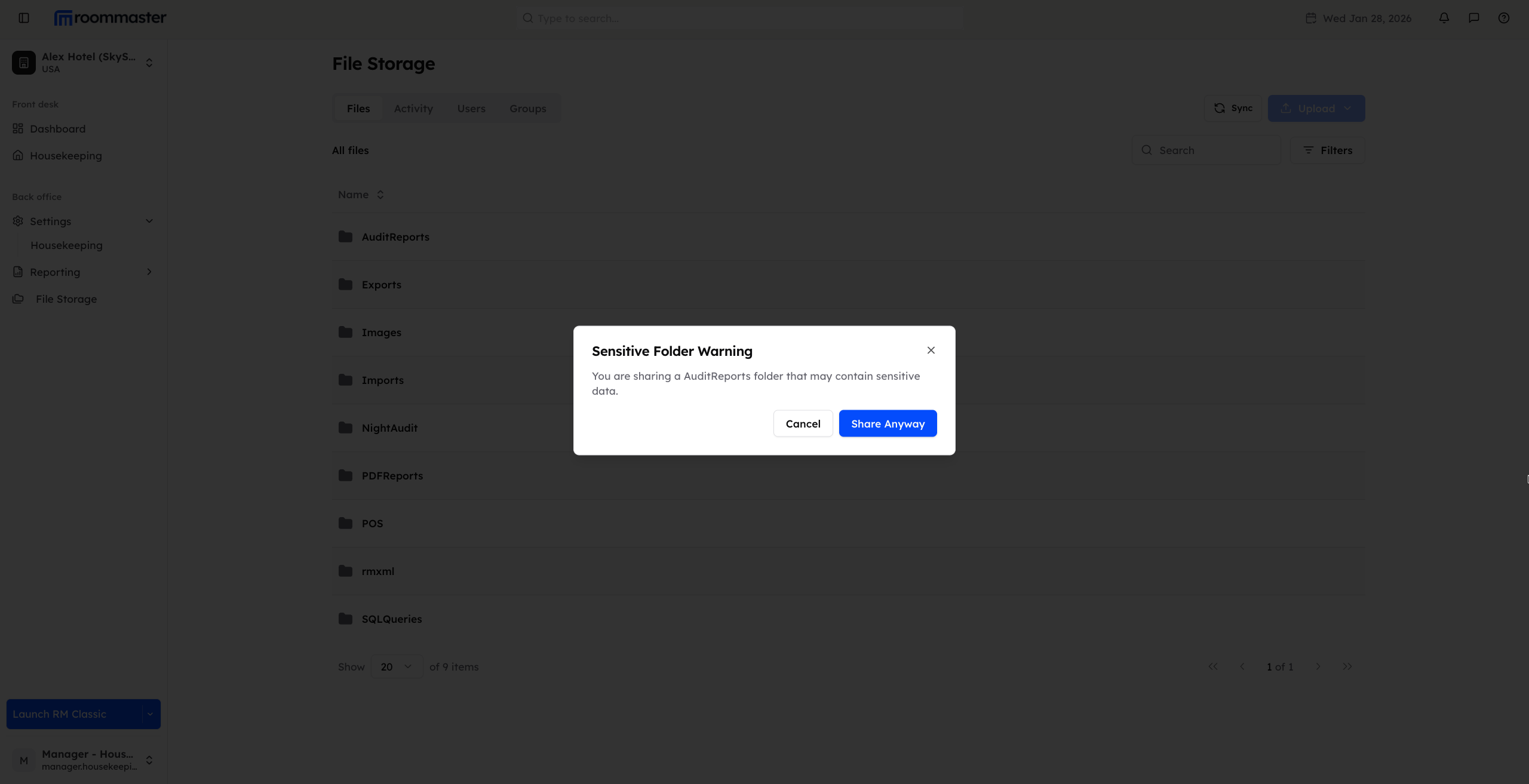 Share anyway warning