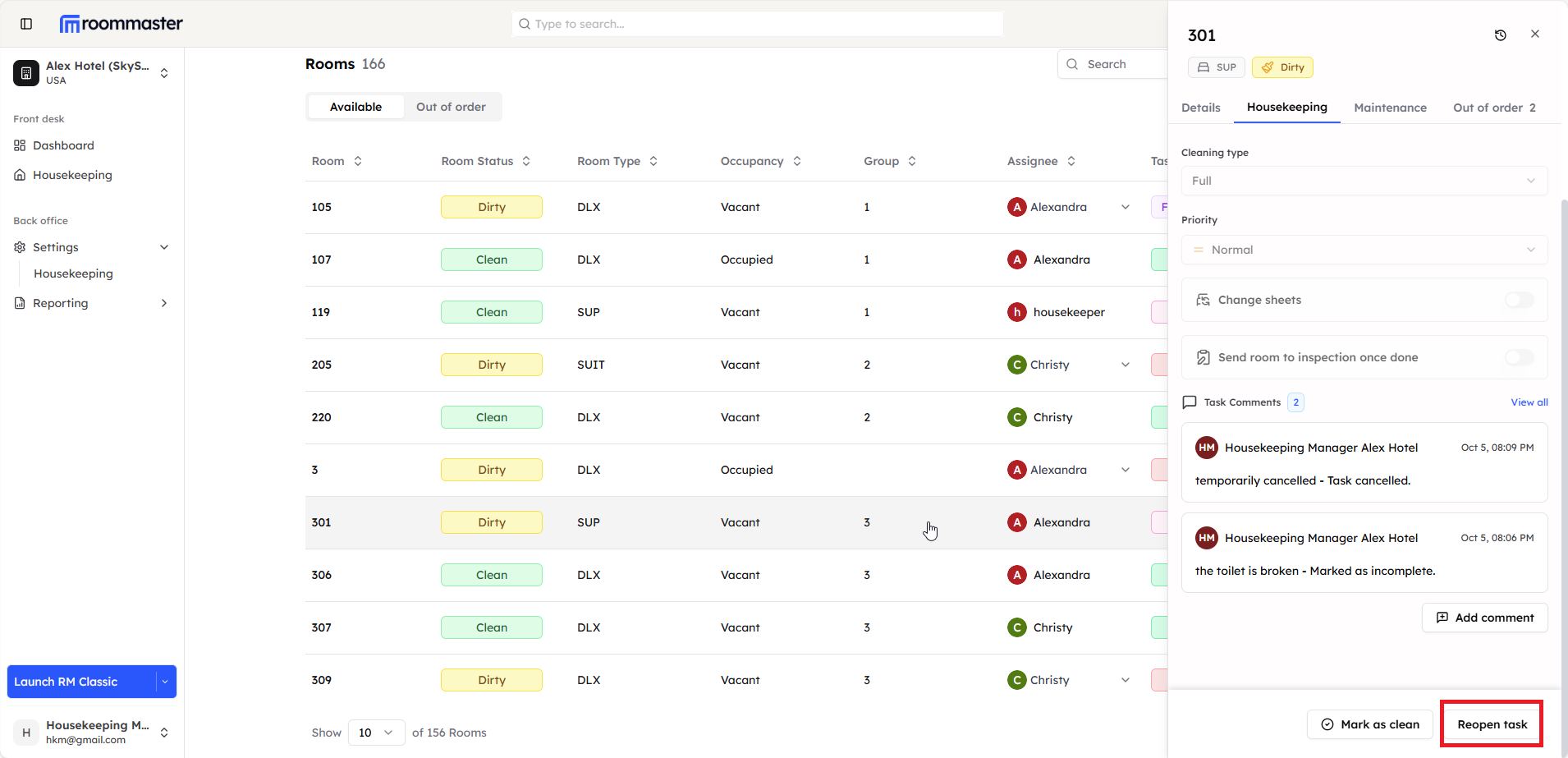 Reopening Cancelled Task